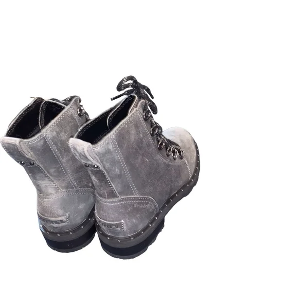 SOREL Women's Lennox Lace distressed gray combat Casual Boots 6 - Picture 7 of 9